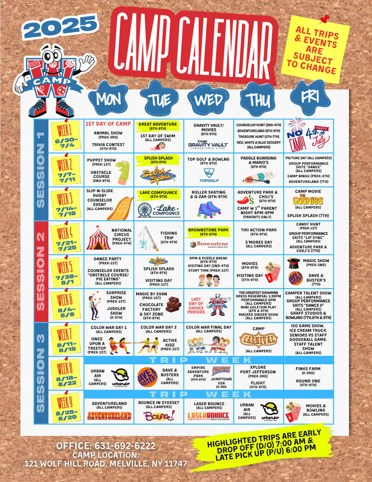 summer camp calendar camp w 2025
