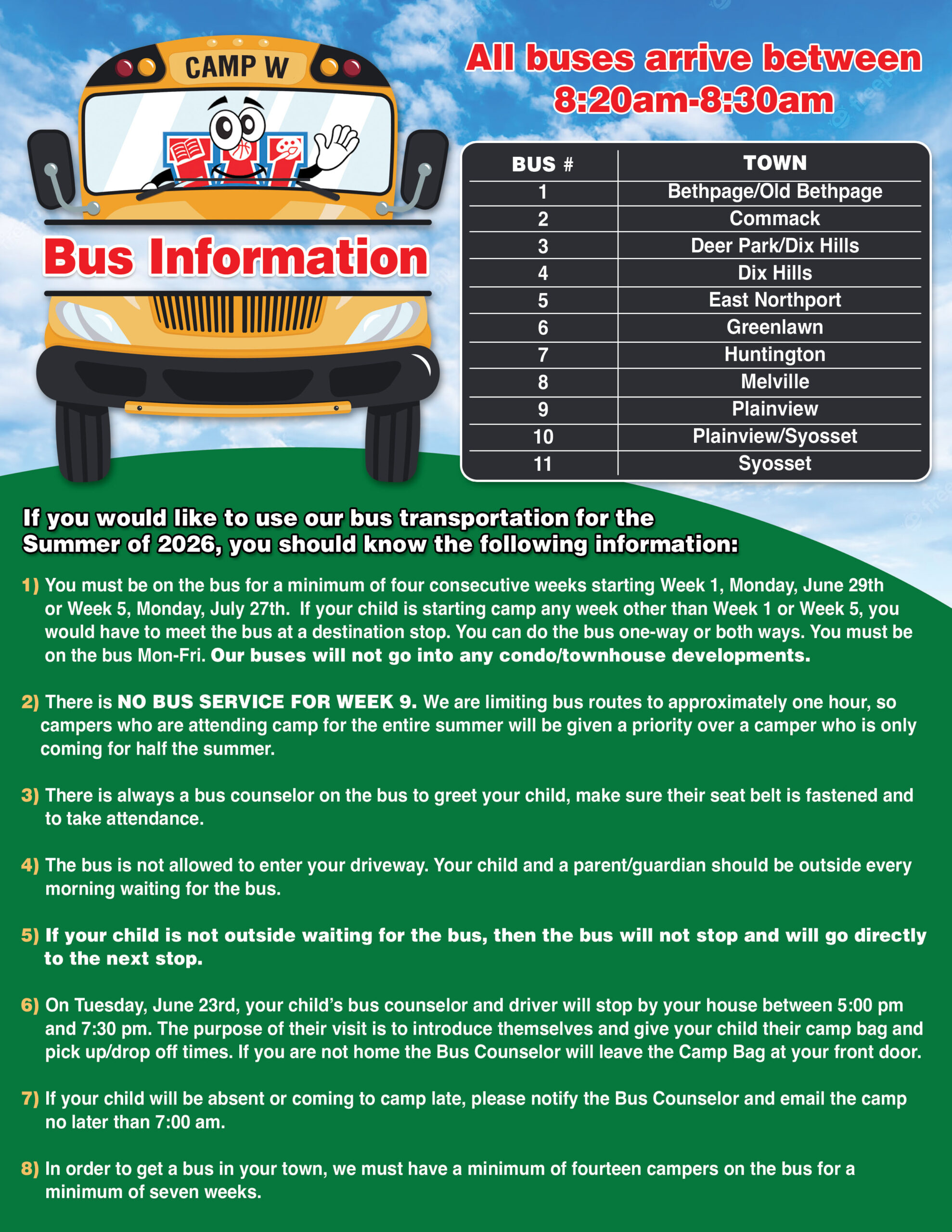 Camp W Bus Information