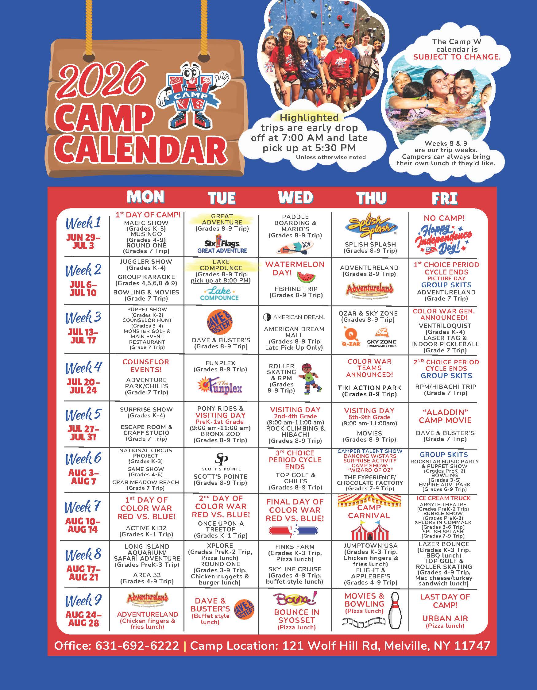 Camp W 2026 Calendar (1) (1) summer camp calendar camp w 2025