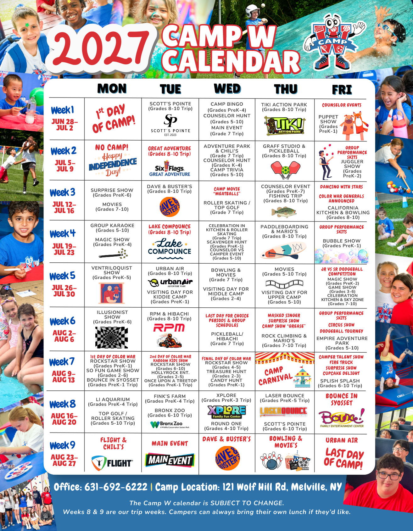 Camp W 2026 Calendar