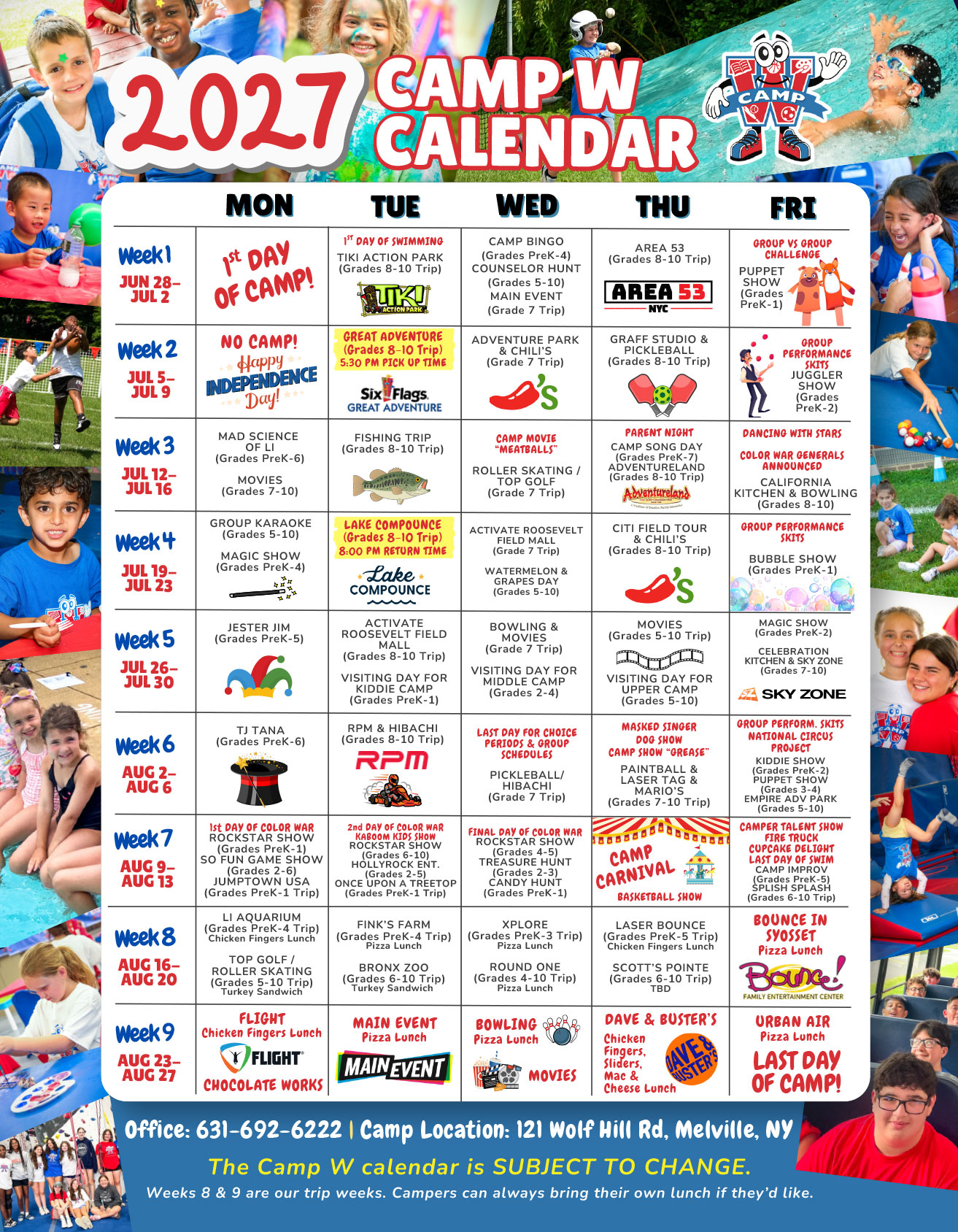 Camp W 2026 Calendar